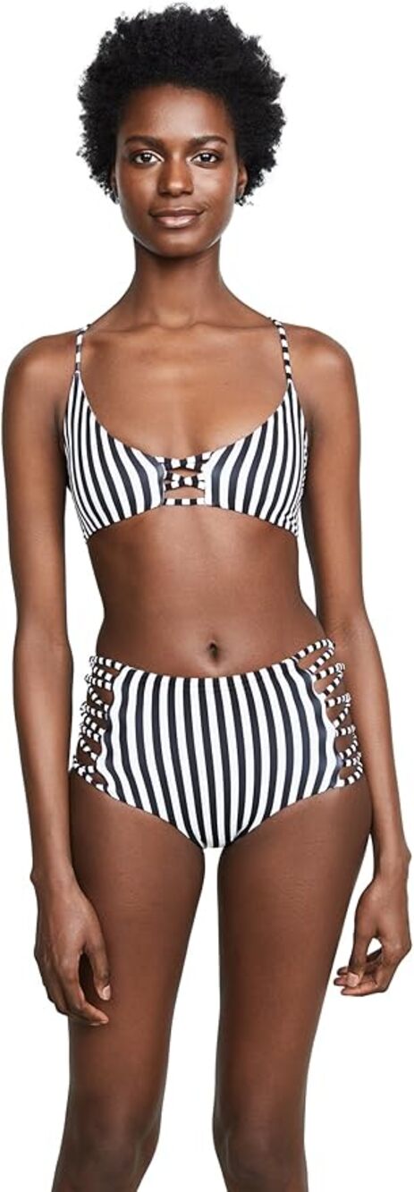 L*Space Flynn Bikini Top Domino Stripe sz L